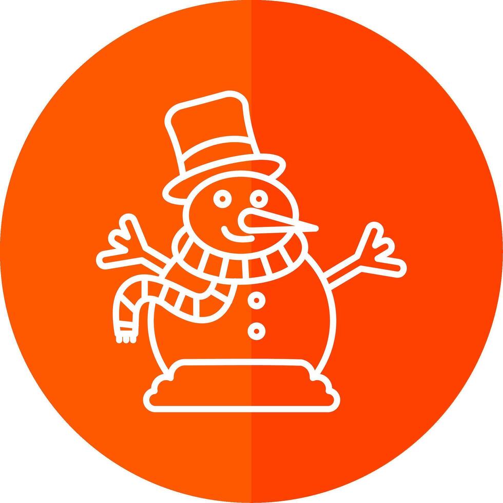 Snowman Line Red Circle Icon vector