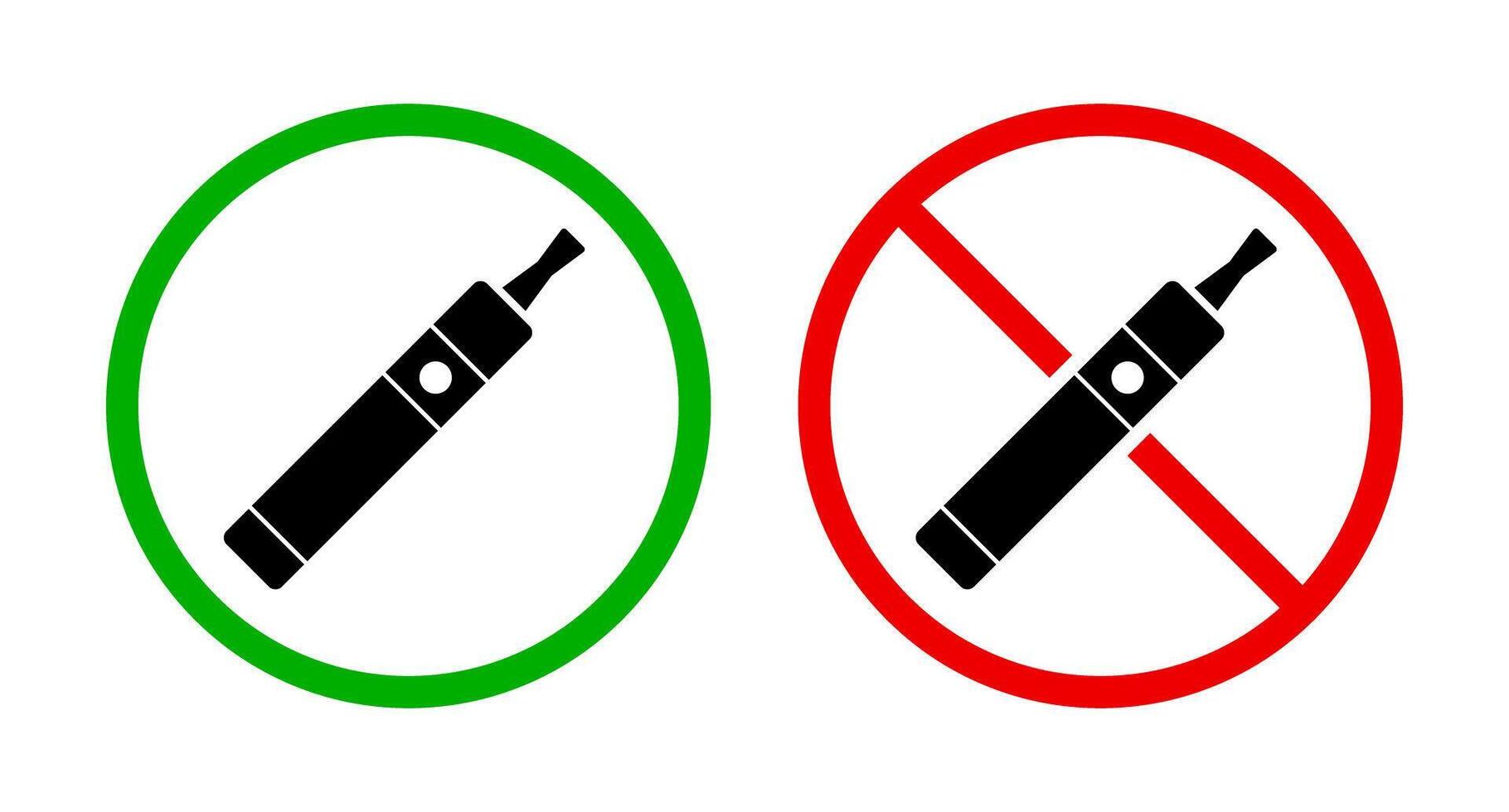 Electronic Cigarette Permitted and Prohibited Icon Set. Electronic cigarette restrictions icon set. Vector. vector