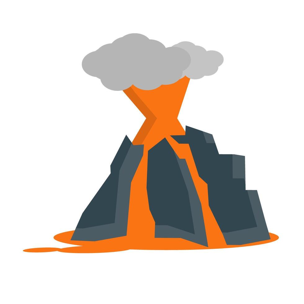 Erupting volcano and flowing lava. Vector. vector