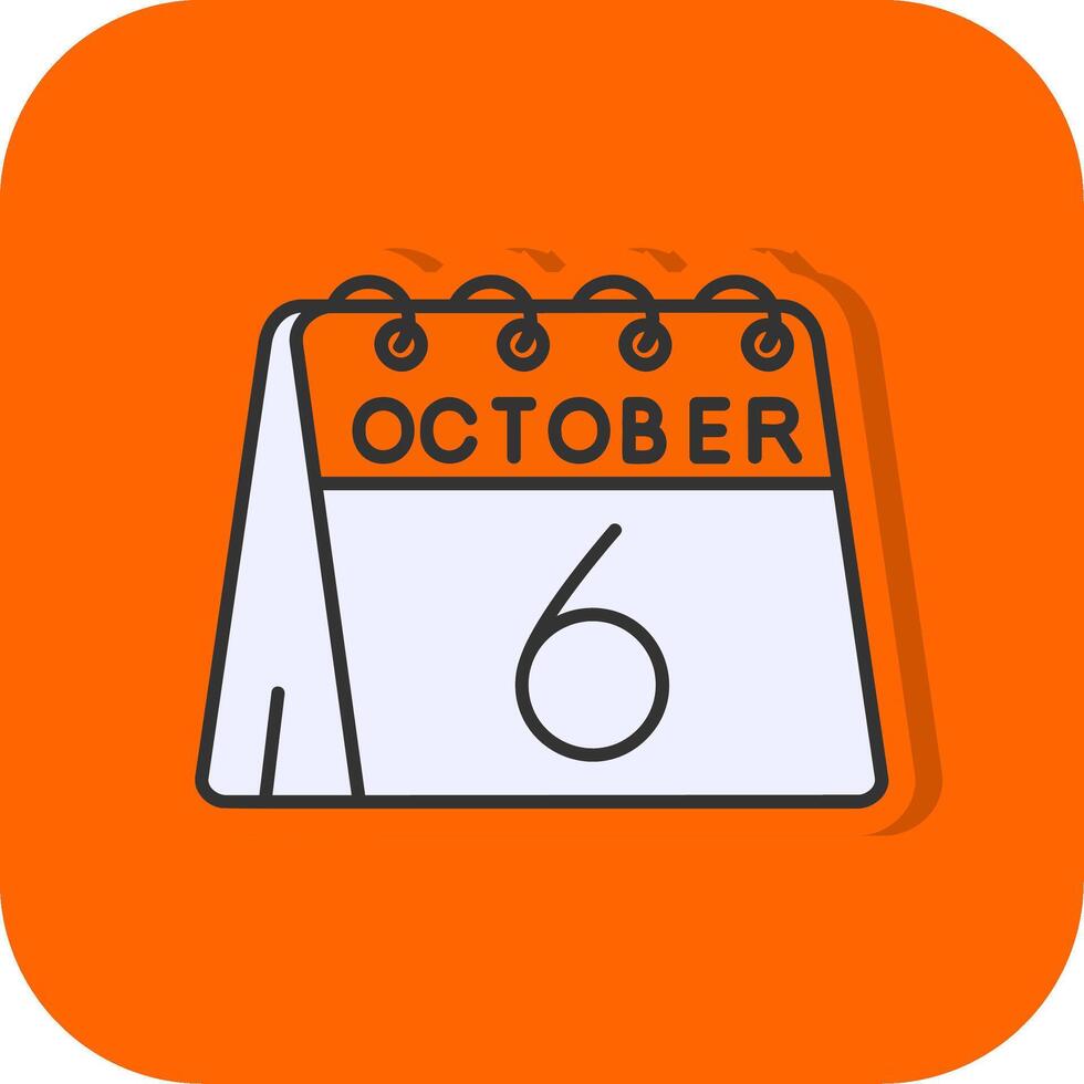 6th of October Filled Orange background Icon vector