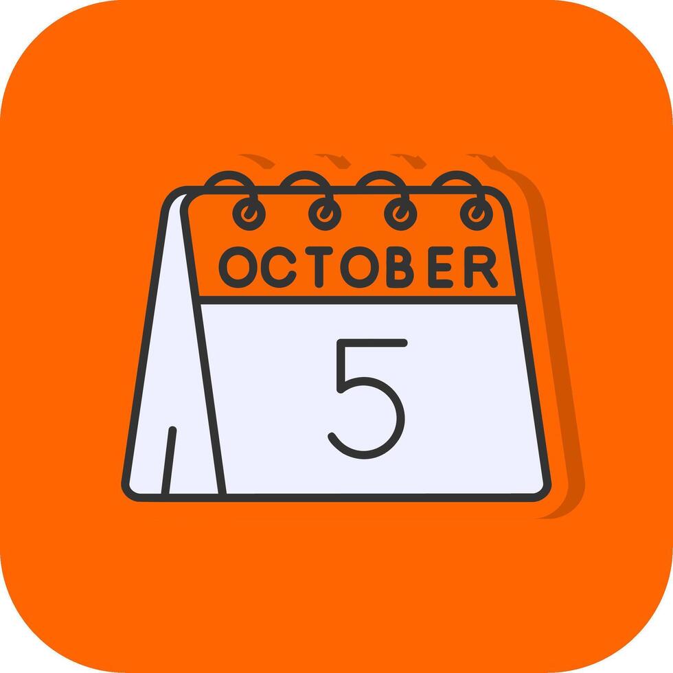 5to de octubre lleno naranja antecedentes icono vector