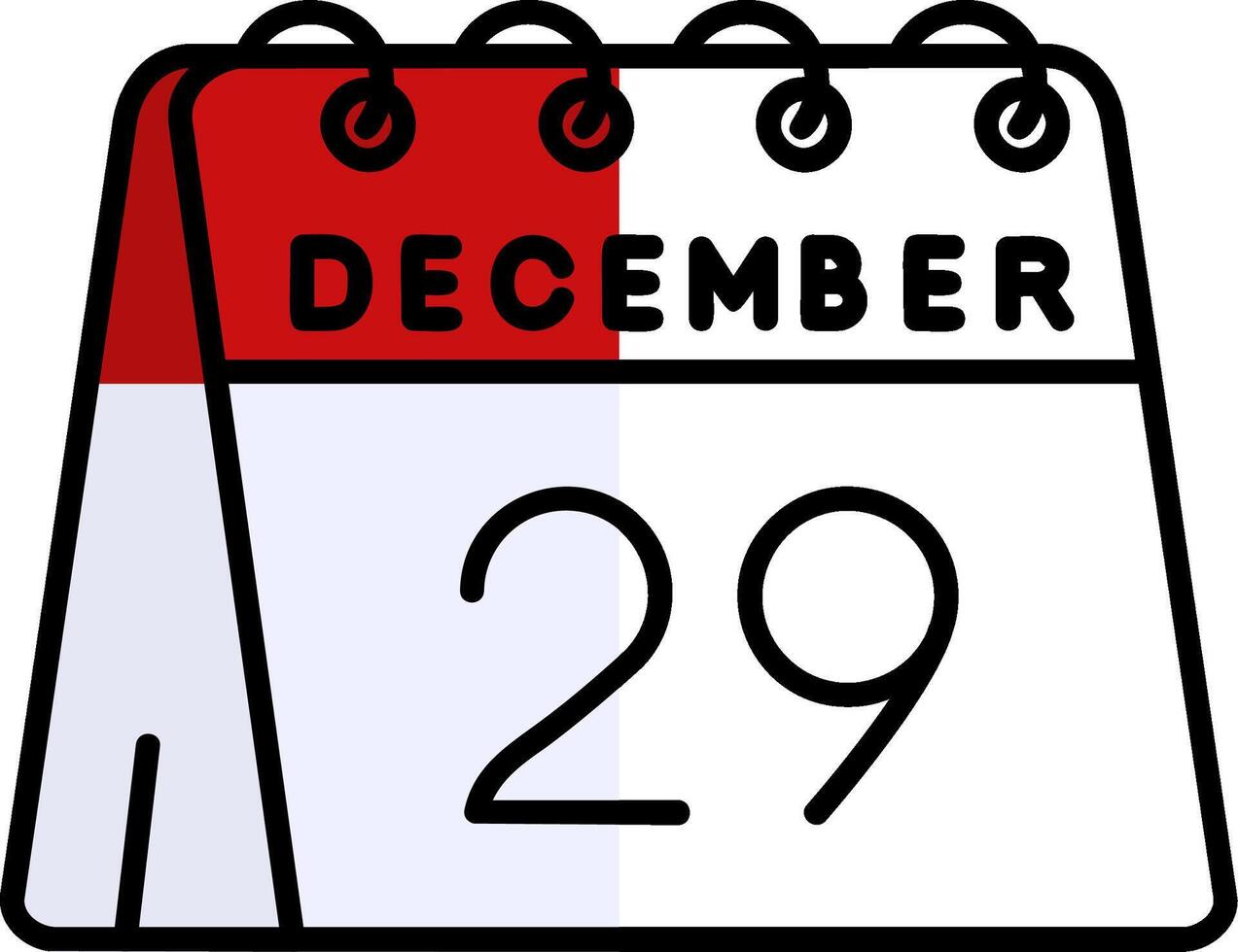 29 de diciembre lleno medio cortar icono vector