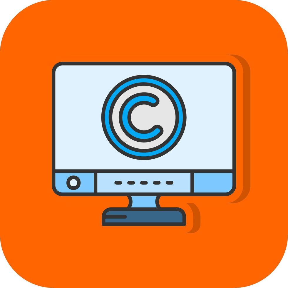 Copyright Filled Orange background Icon vector