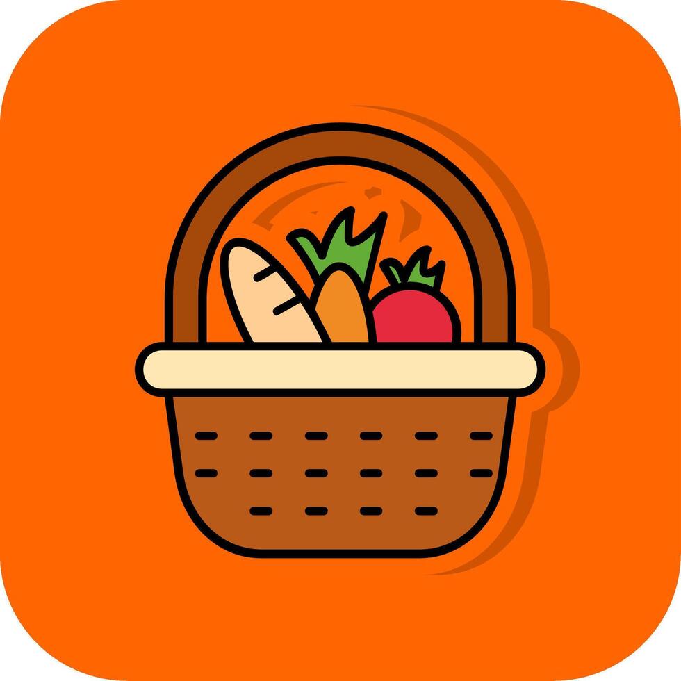 Basket Filled Orange background Icon vector