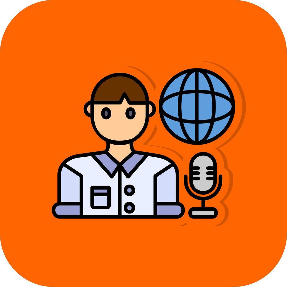 Broadcaster Filled Orange background Icon vector