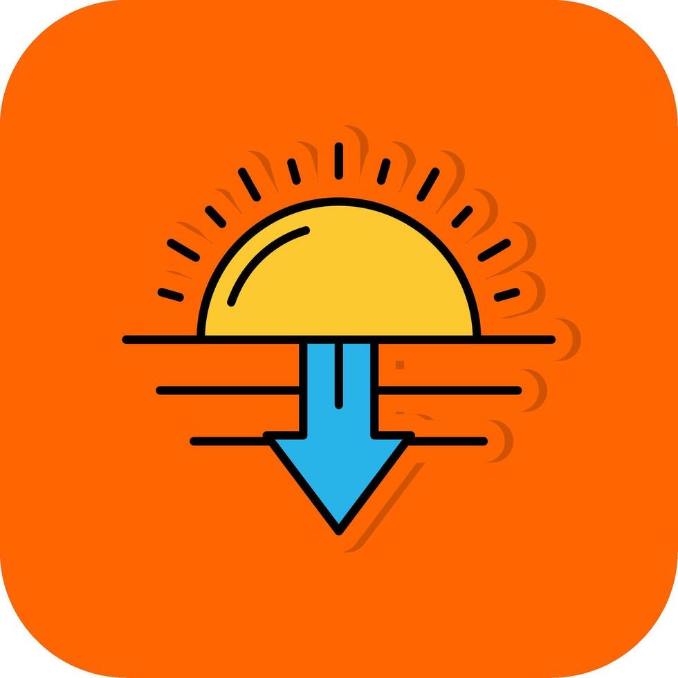 puesta de sol lleno naranja antecedentes icono vector