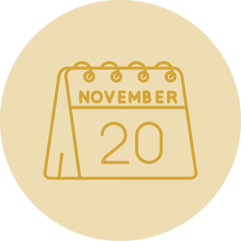 20th of November Line Yellow Circle Icon vector