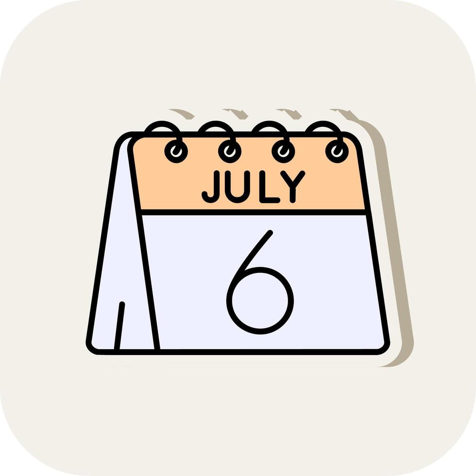 6th of July Line Filled White Shadow Icon vector