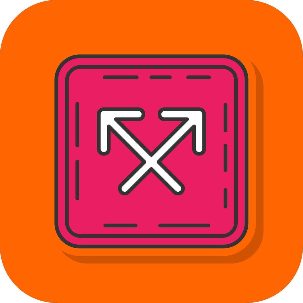 Intersect Filled Orange background Icon vector