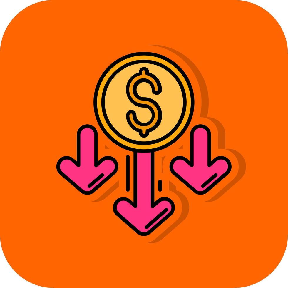 Decrease Filled Orange background Icon vector