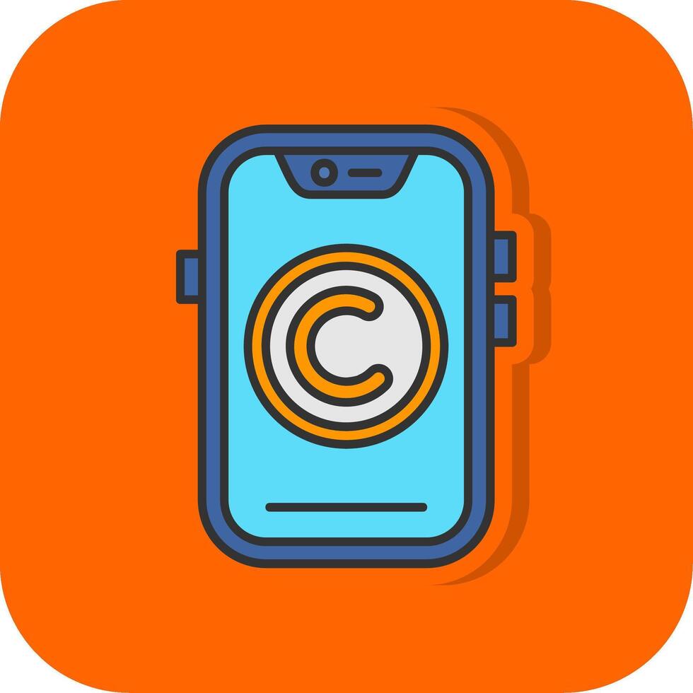 Copyright Filled Orange background Icon vector