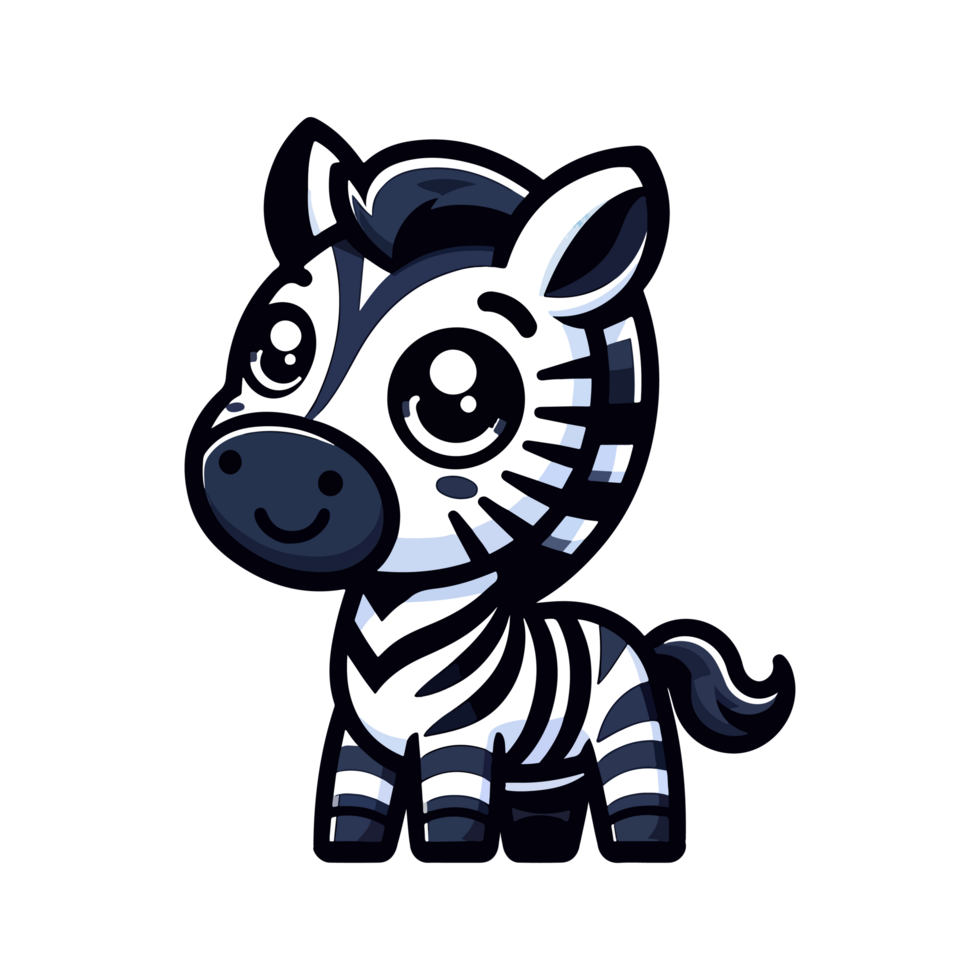 AI generated cartoon cute zebra icon character png