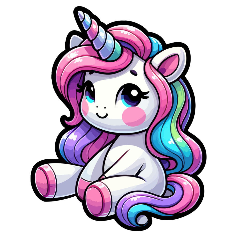 AI generated cute unicorn character illustration png