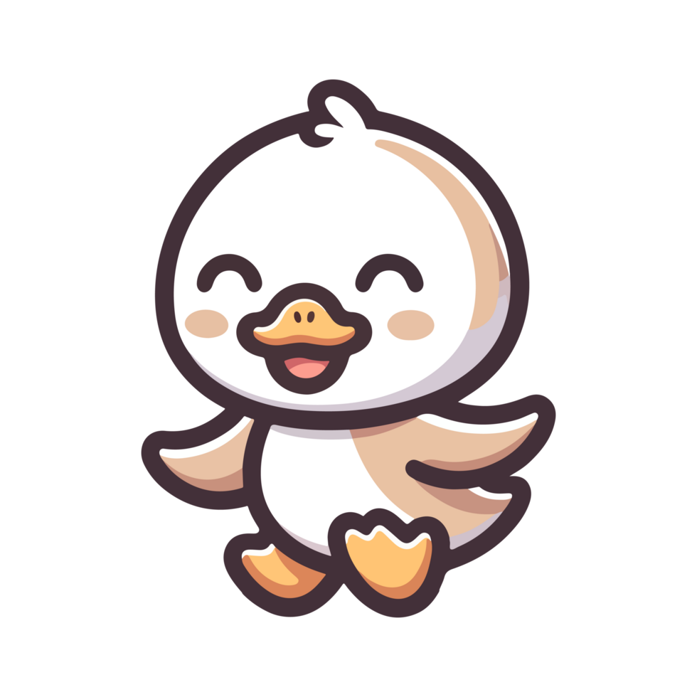 AI generated cartoon cute duck icon character png