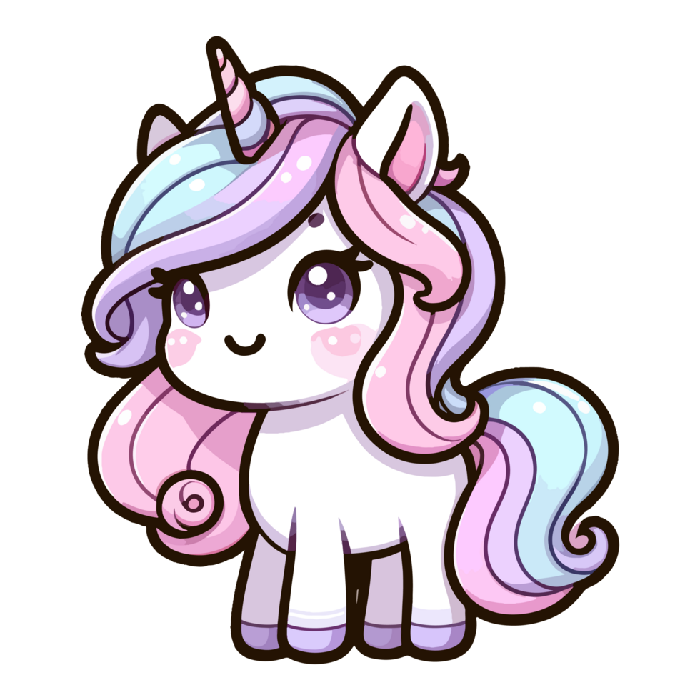 AI generated cute unicorn character illustration png