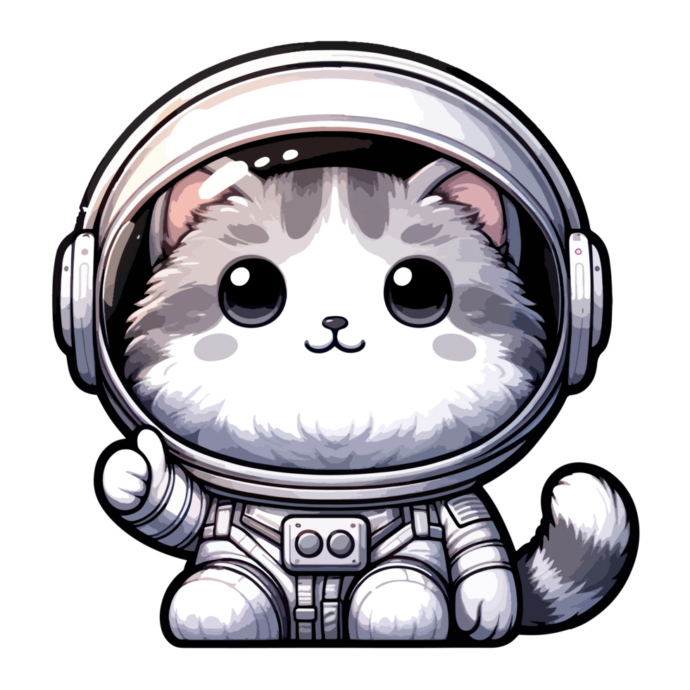 AI generated cute cat astronaut character illustration png