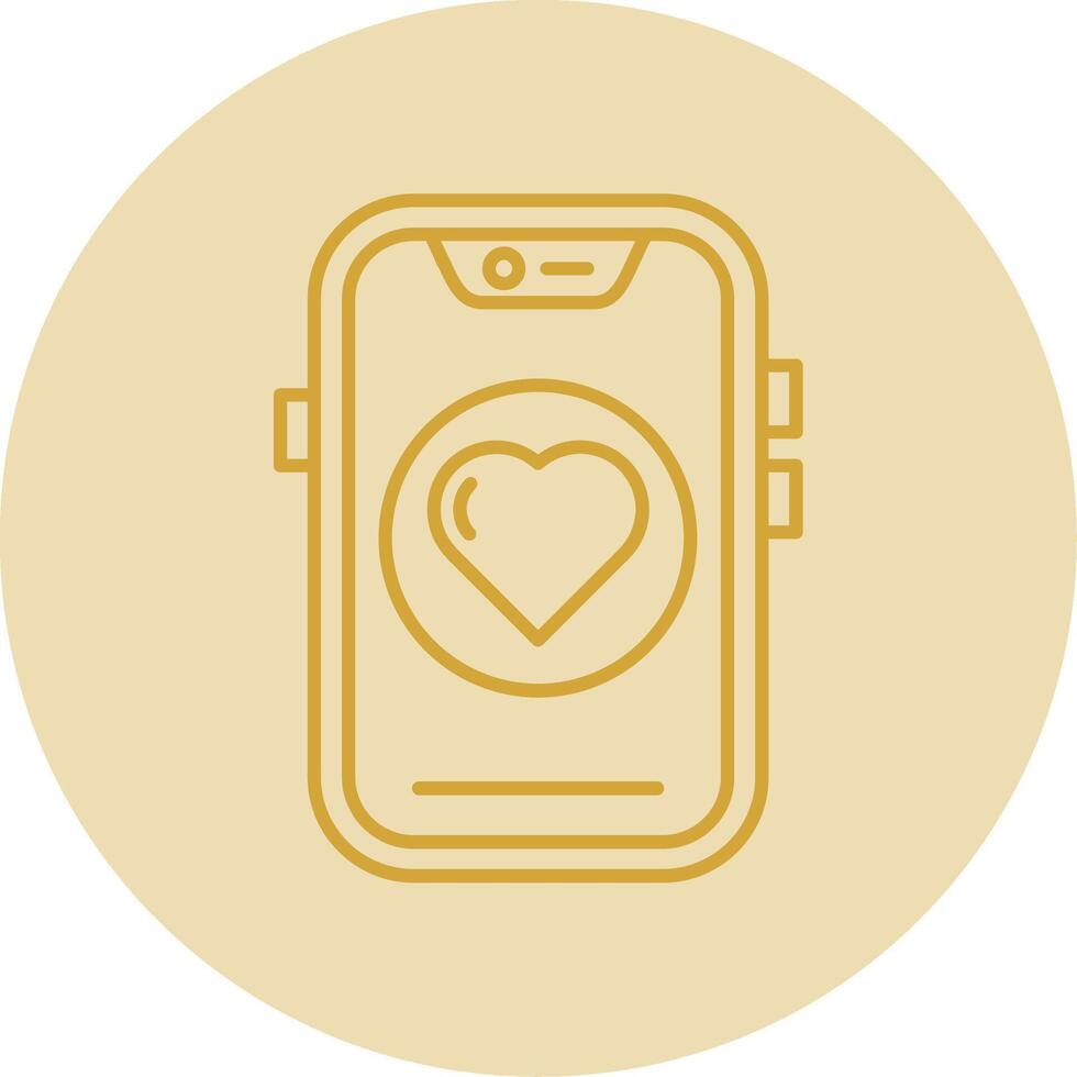 corazón línea amarillo circulo icono vector