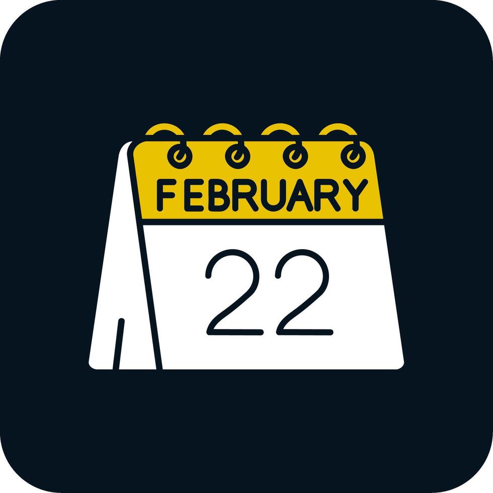 22 de febrero glifo dos color icono vector