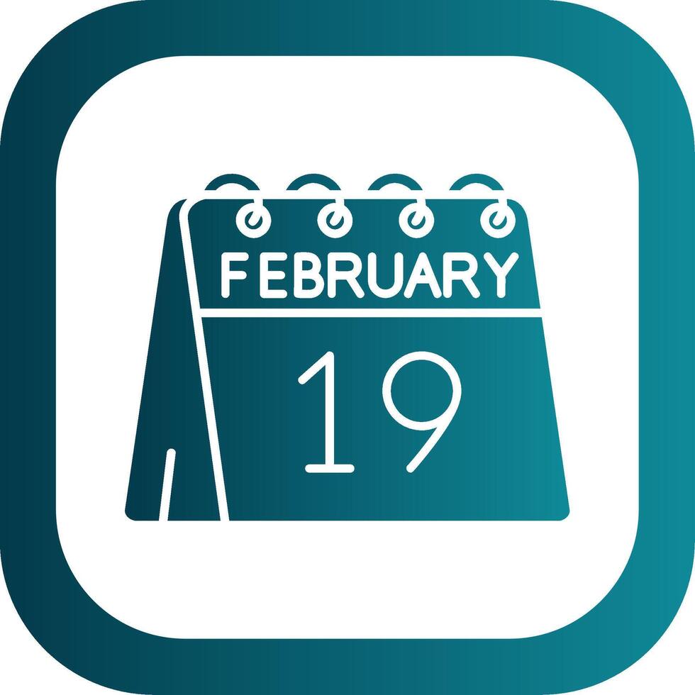 19th of February Glyph Gradient Round Corner Icon vector