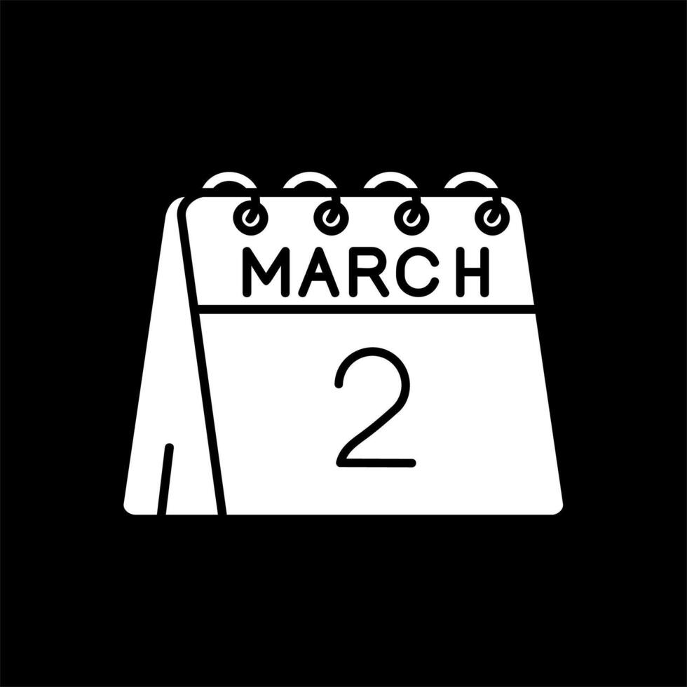 2nd of March Glyph Inverted Icon vector