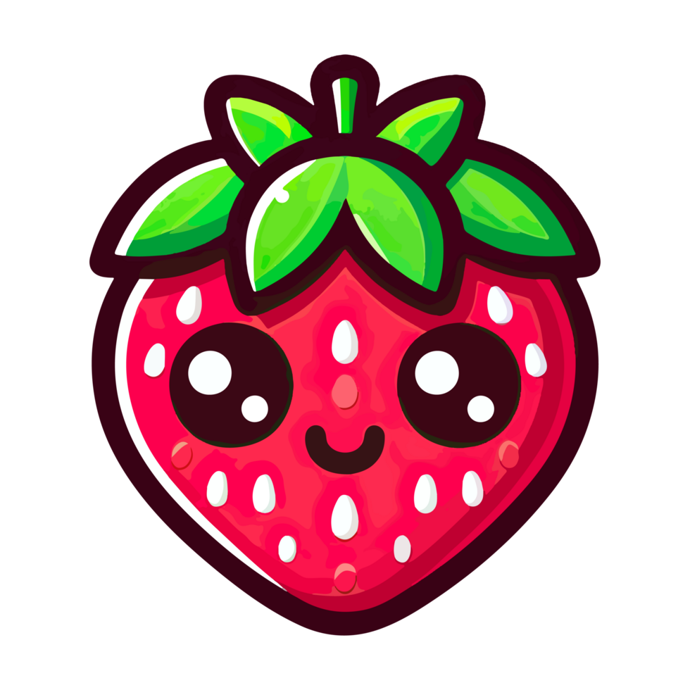 ai genererad tecknad serie ikon karaktär söt jordgubb png