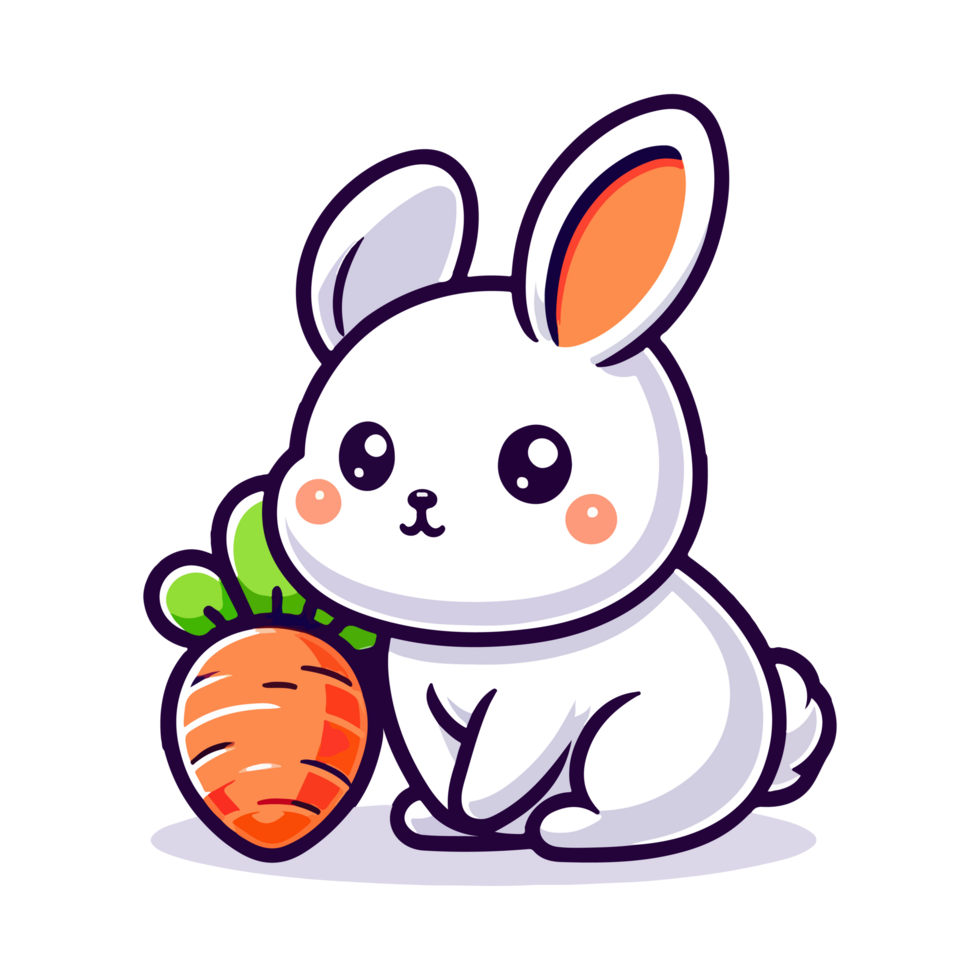 AI generated cartoon icon character rabbit and carrot png