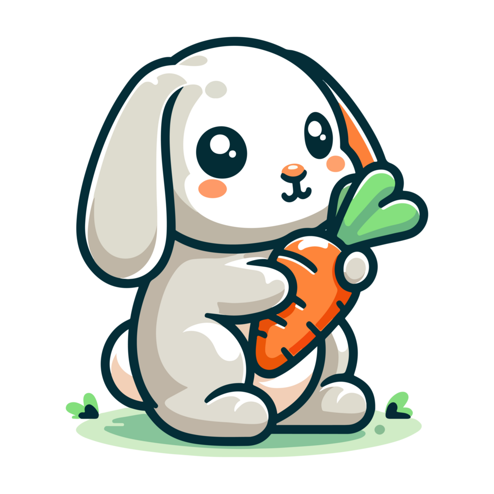 AI generated cartoon icon character rabbit and carrot png