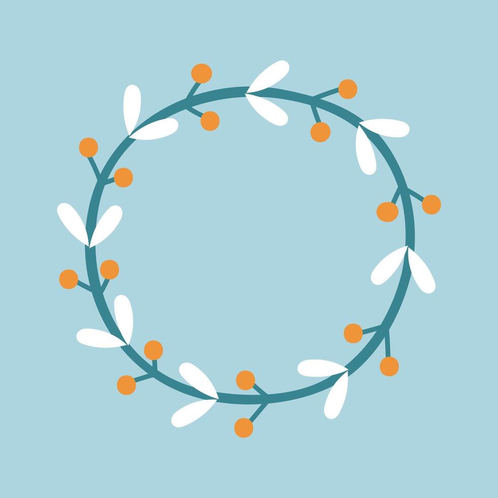 Vector christmas wreath for house decoration flat icon interior