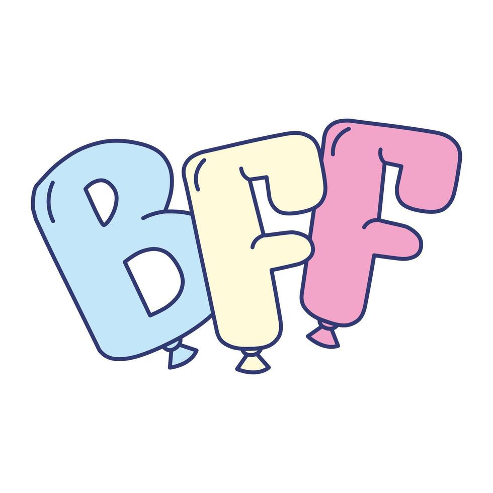 vector hand drawn bff text illustration on white background