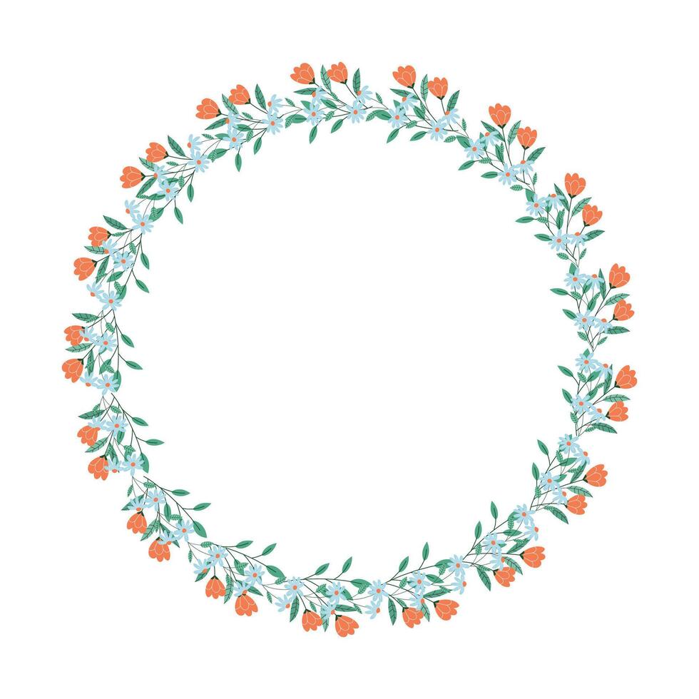 vector hand-drawn spring floral frame concept