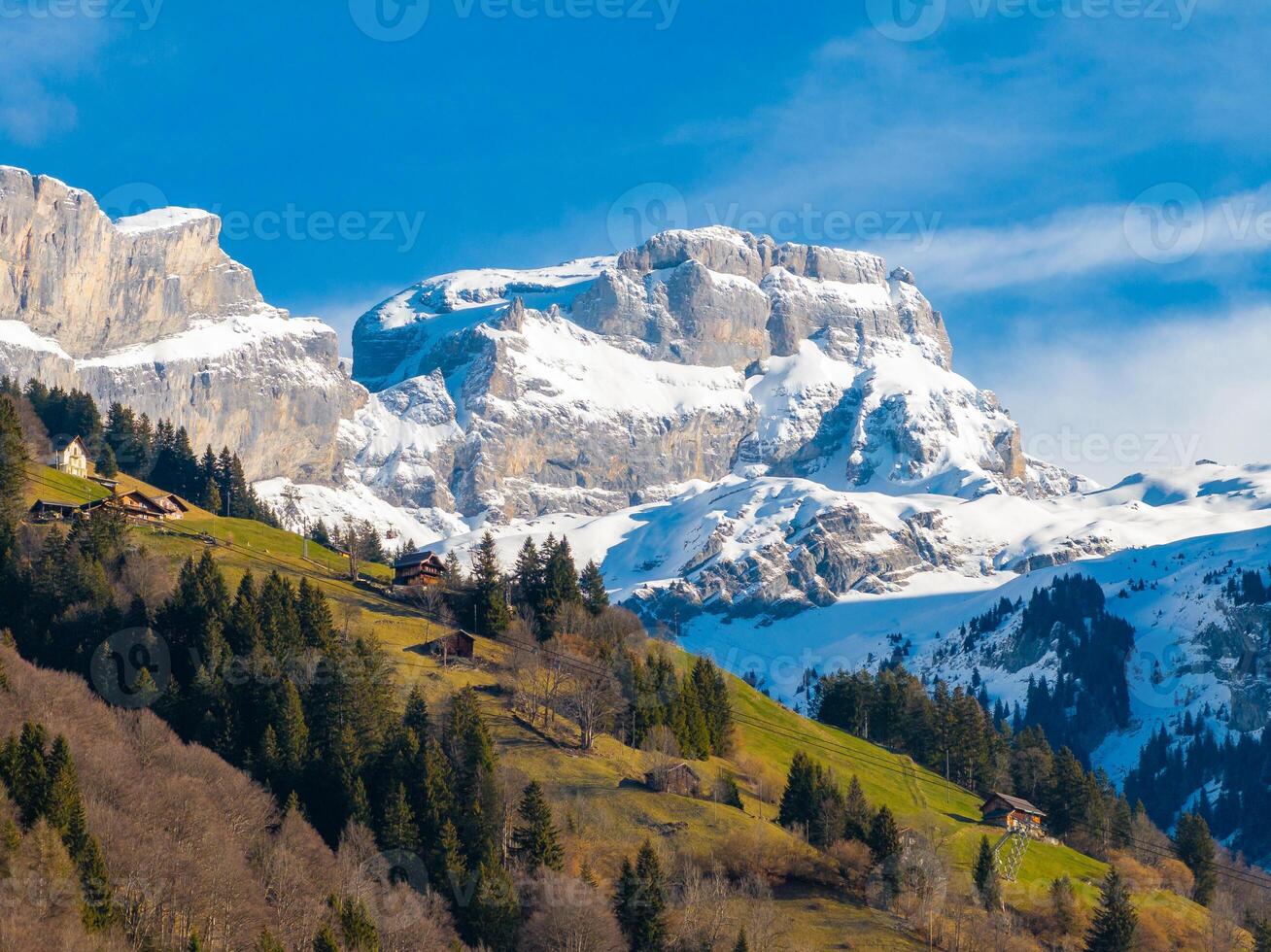 Engelberg Resort in the Swiss Alps From Verdant Hills to Snowy Summits. photo