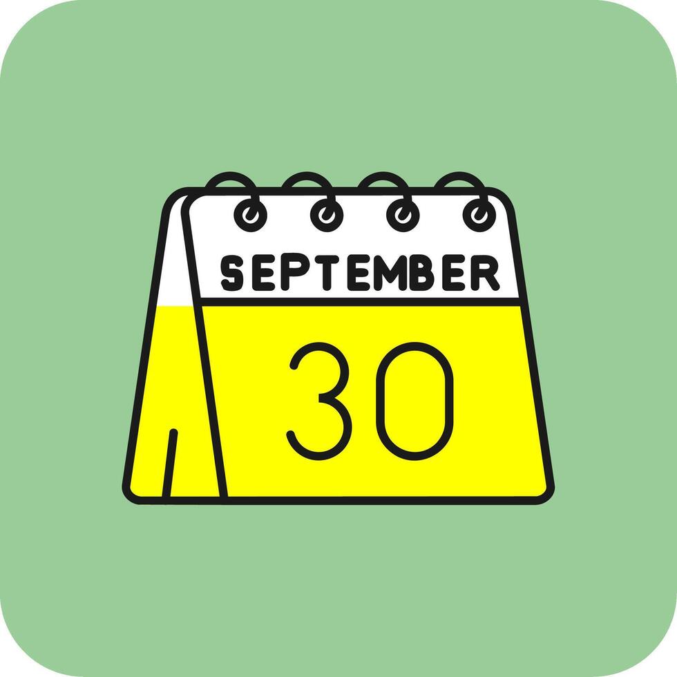 30th of September Filled Yellow Icon vector