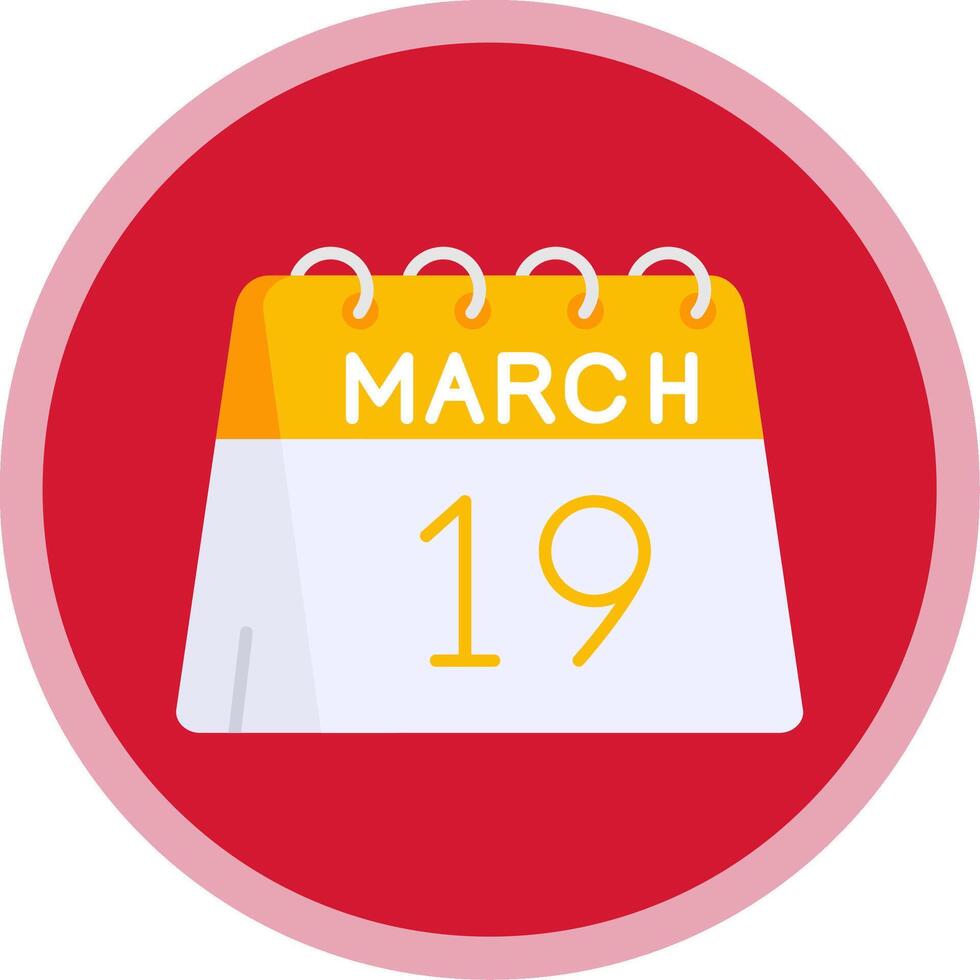 19th of March Flat Multi Circle Icon vector