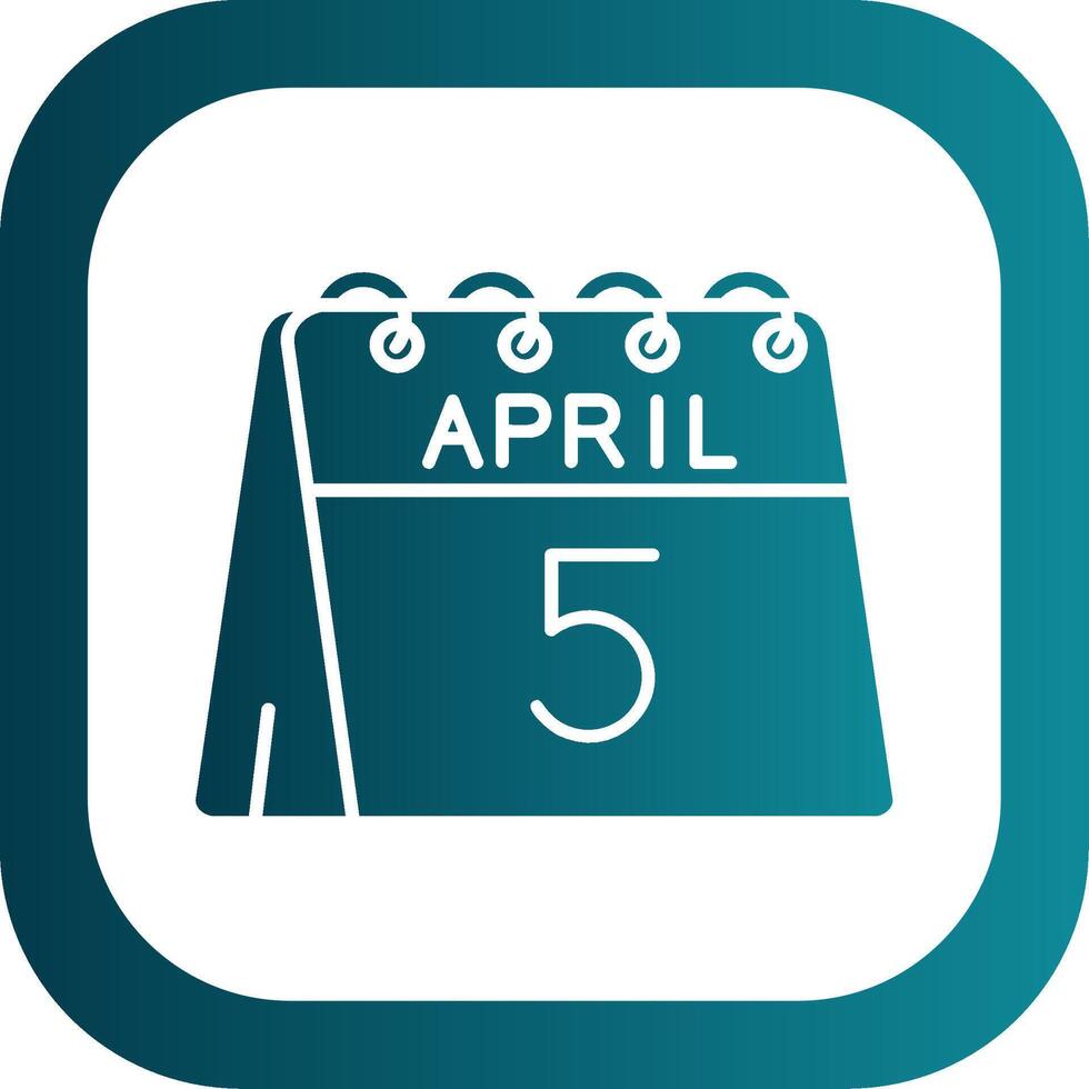 5th of April Glyph Gradient Round Corner Icon vector