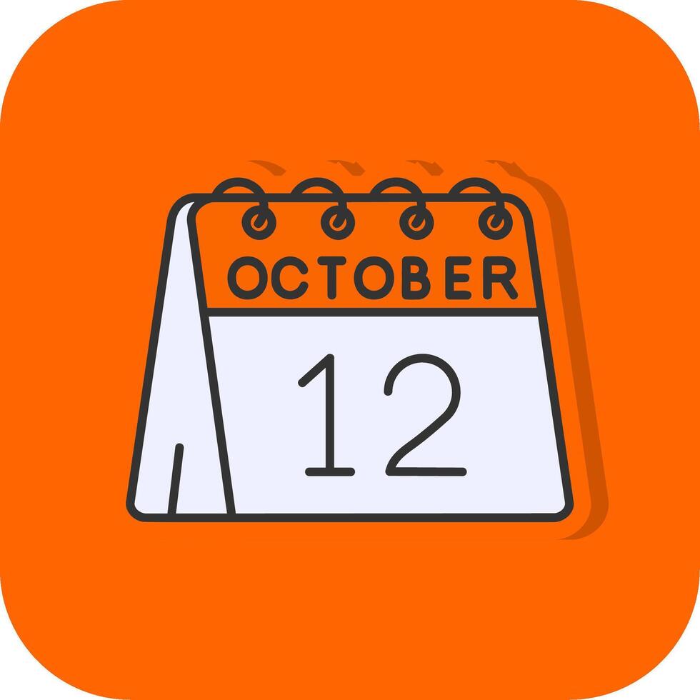 12th of October Filled Orange background Icon vector