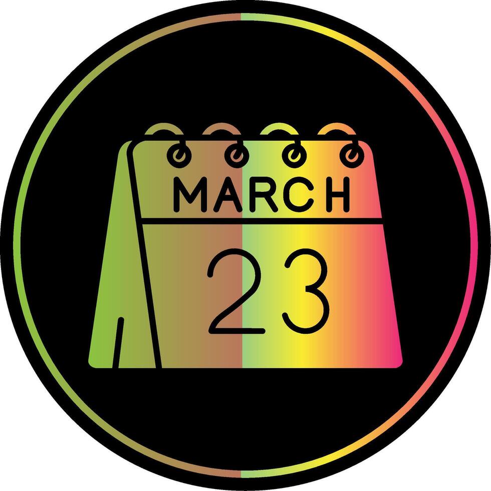 23 de marzo glifo debido color icono vector