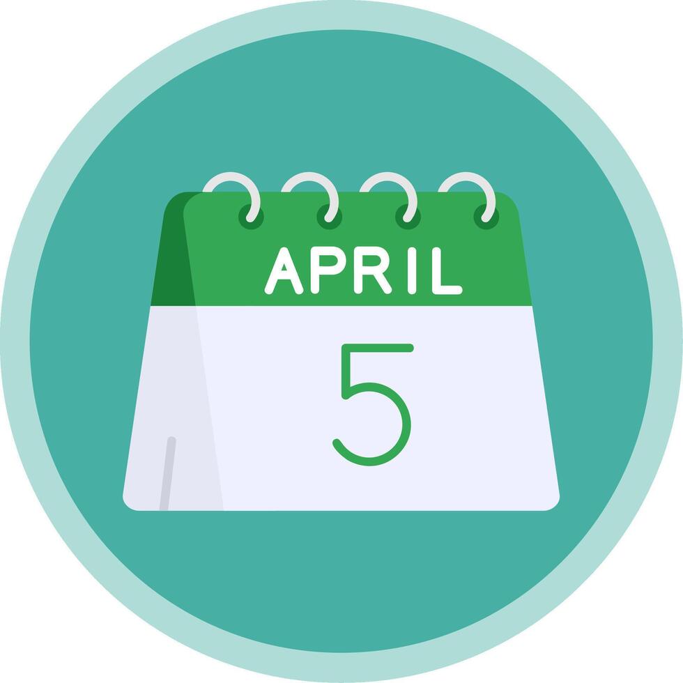 5th of April Flat Multi Circle Icon vector