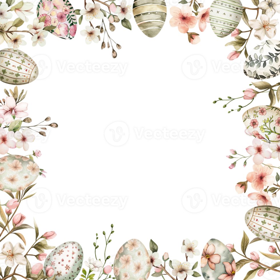 AI generated Easter composition in watercolor technique. Boho style elements for creating cards and holiday packaging. png