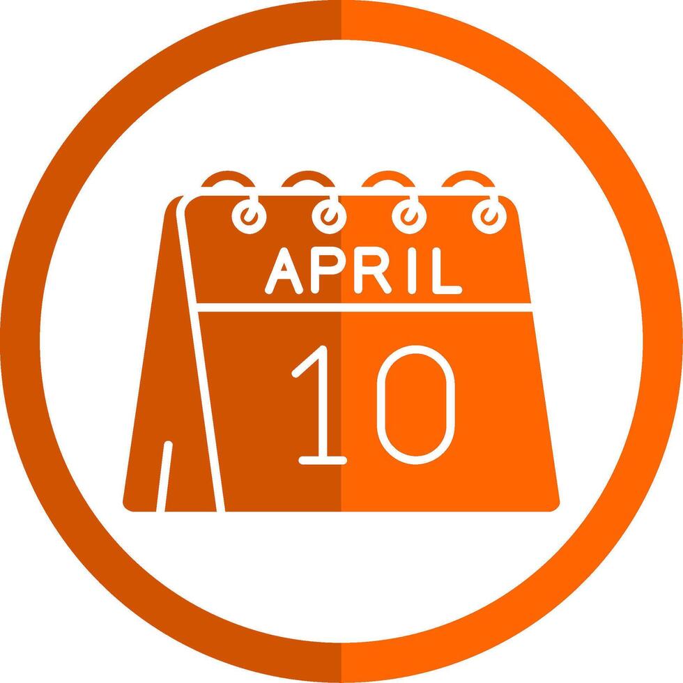 10 de abril glifo naranja circulo icono vector