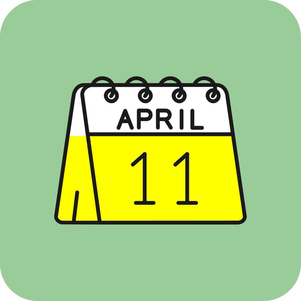 11 de abril lleno amarillo icono vector