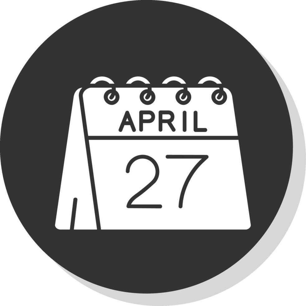 27 de abril glifo gris circulo icono vector
