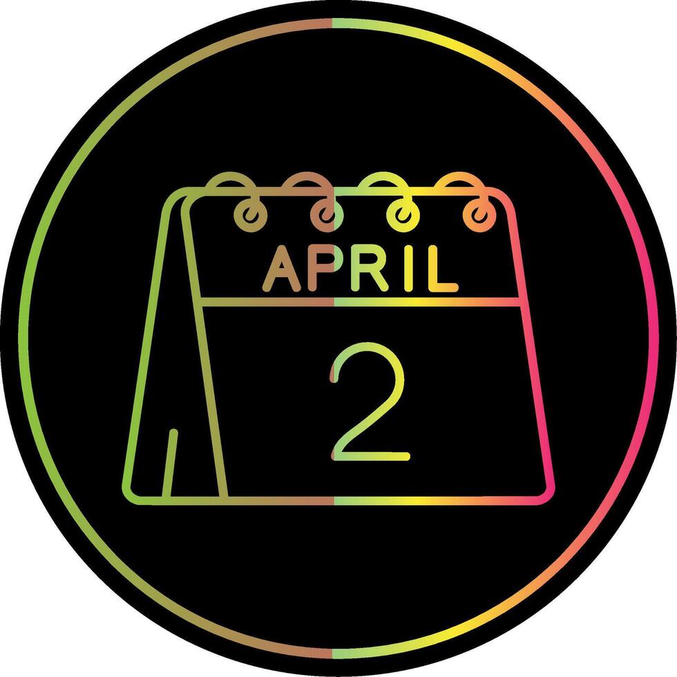 2nd of April Line Gradient Due Color Icon vector