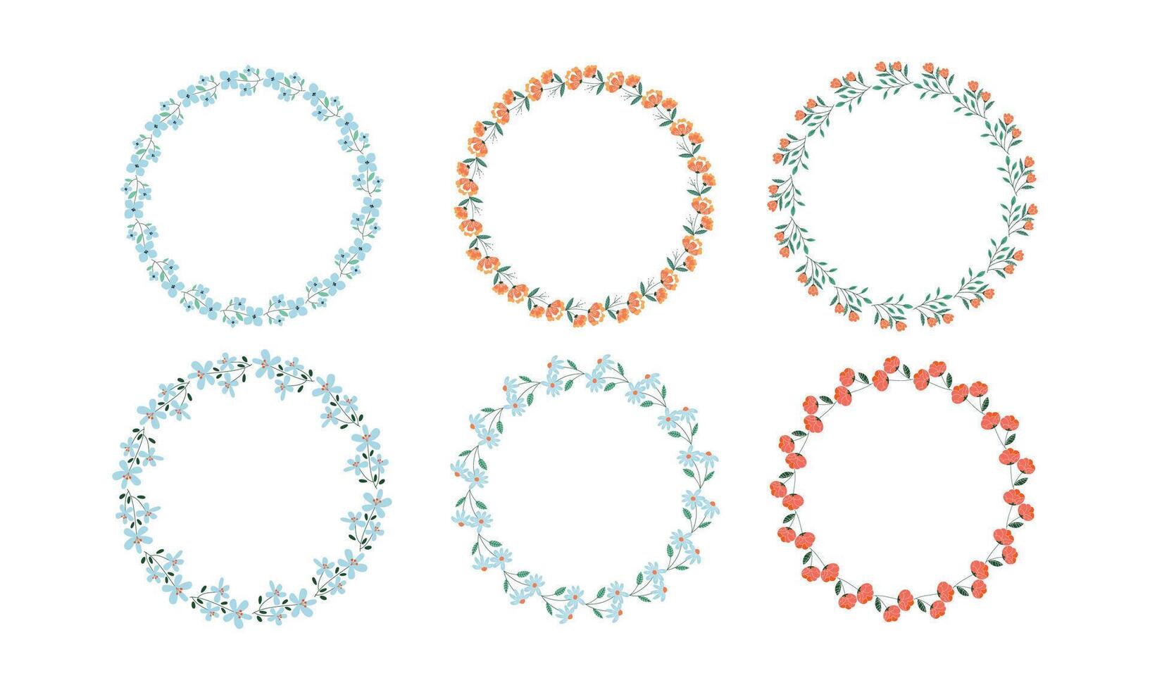 vector hand-drawn spring floral frame concept collection