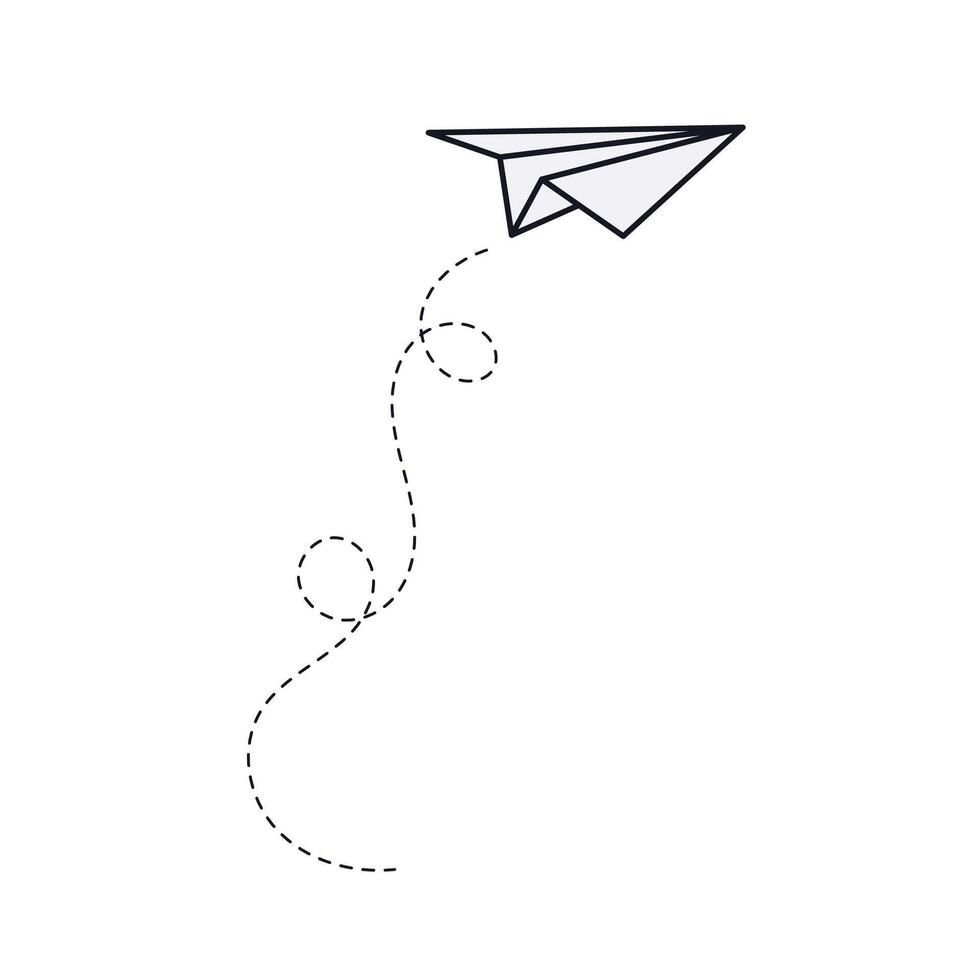 Vector hand drawn send airplane on white background