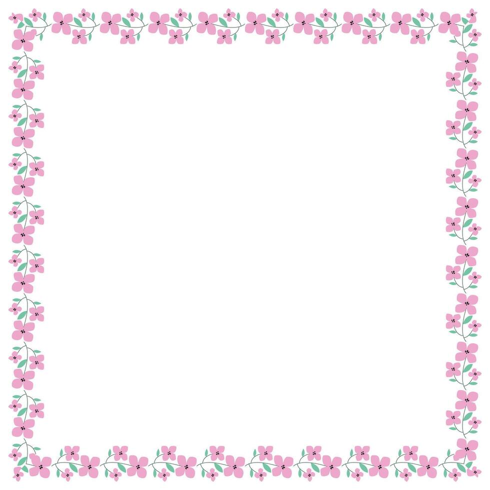 vector handdrawn spring floral frame concept