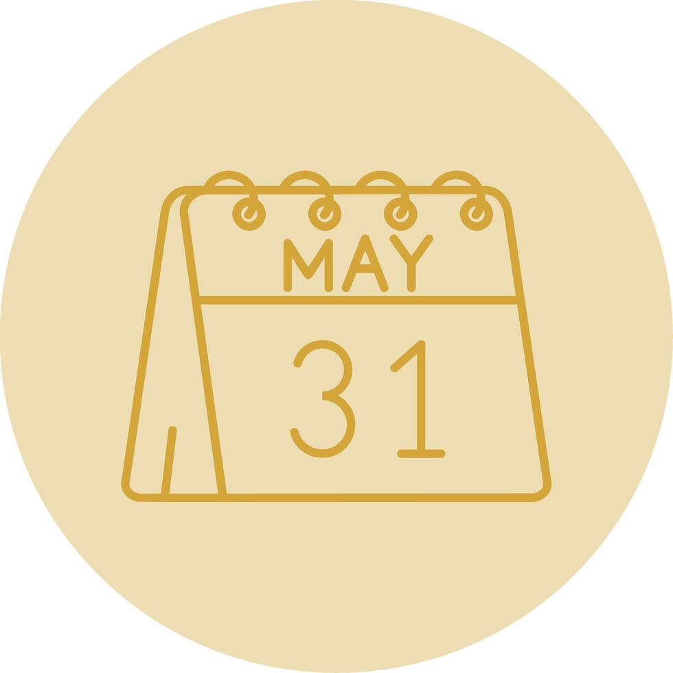 31 de mayo línea amarillo circulo icono vector
