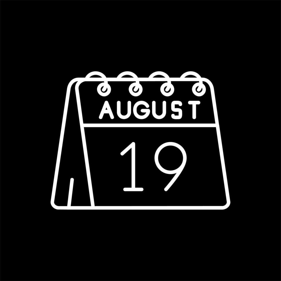 19th of August Line Inverted Icon vector