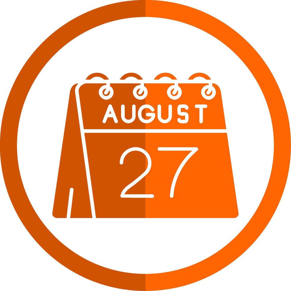 27 de agosto glifo naranja circulo icono vector