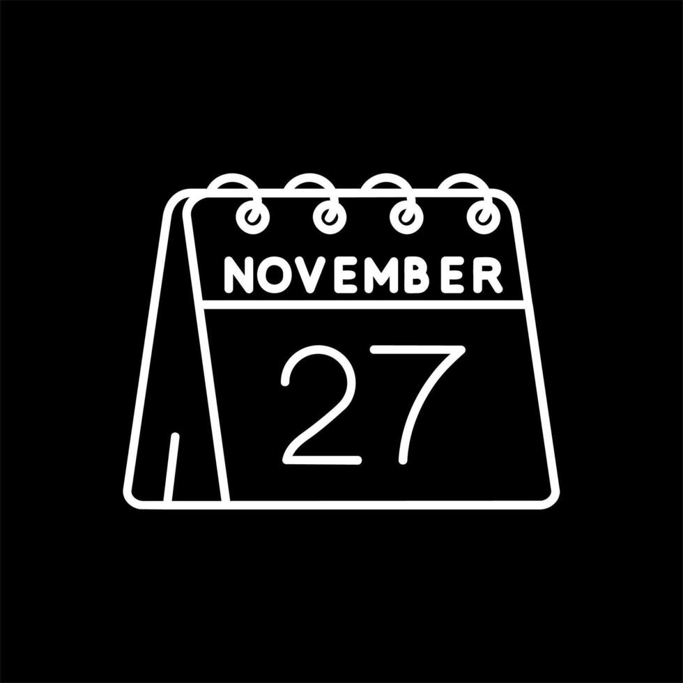 27 de noviembre línea invertido icono vector