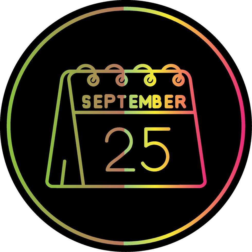 25th of September Line Gradient Due Color Icon vector